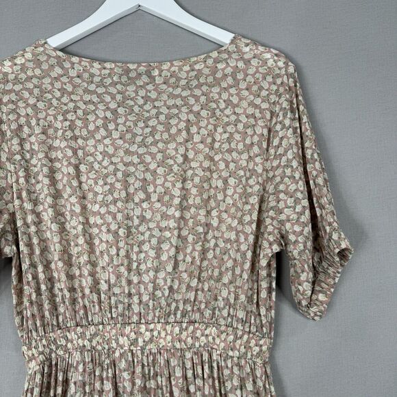 Faithfull The Brand Women Dress 4 Pink Margot Tie-Front Cutout Crepe Cottagecore - Picture 10 of 13